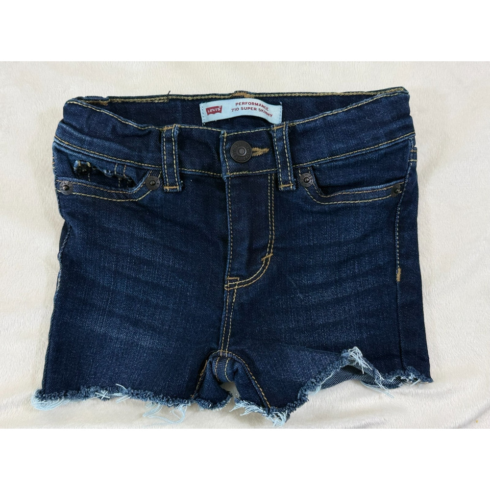 Levi's 710 Super Skinny Denim Shorts Toddler Girls 2T Dark Wash Stretch Jean